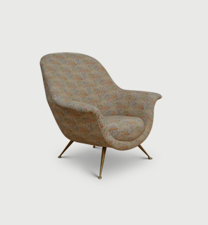 Italian armchair Italy c,1950 Italian tub style open armchair with lacquered brass legs. good