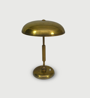 Brass table lamp italy c,1940 Brass table lamp with engraved detailing to the shade and base and two