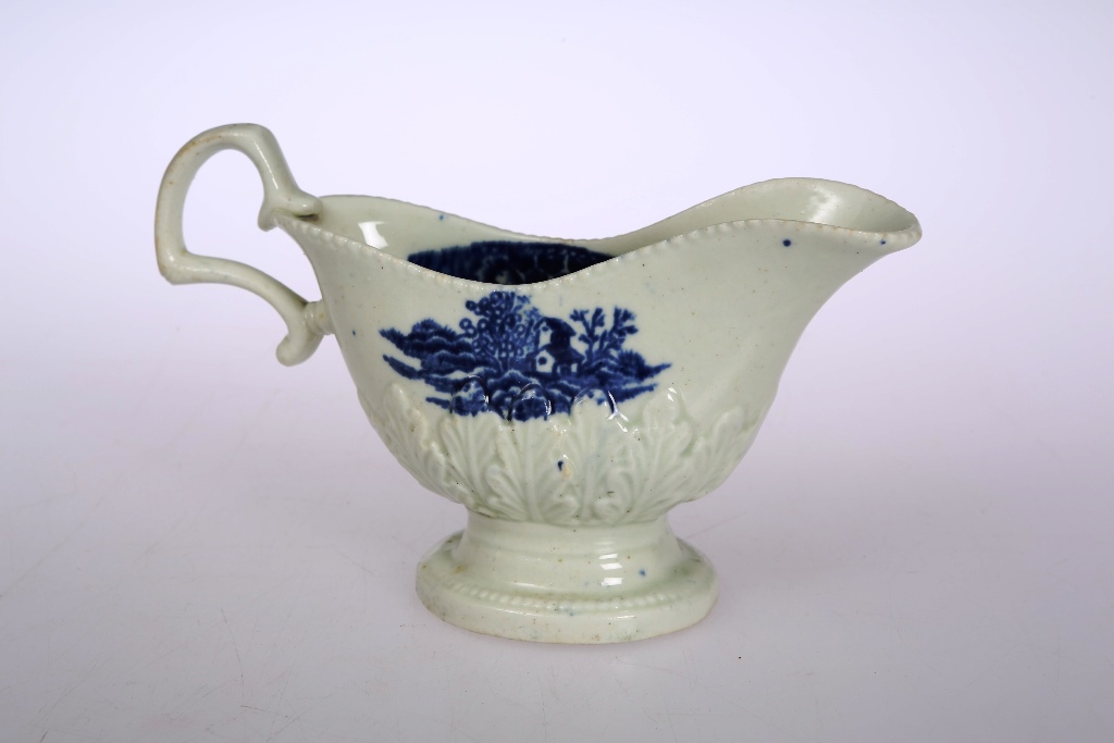 A Liverpool porcelain sauce boat, attributed to (or by) John or Jane Pennington, circa 1785-94,