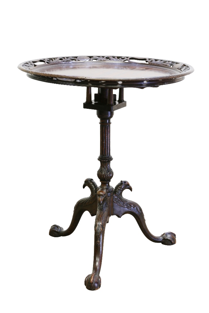 A mahogany bird cage supper table, 18th/19th century, probably American, the circular top with