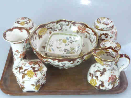 A Collection of Masons Brown Velvet including Ginger Jars, Jug, Bowl, Preserve Pot, Formosa Dish etc