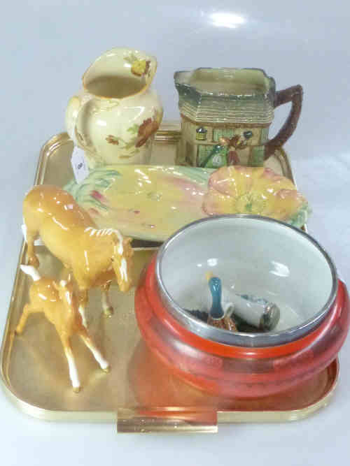 Beswick Horse, Foal and Duck, Two Royal Doulton Jugs 'Old Curiosity Shop', 'Marigold' and Dish etc