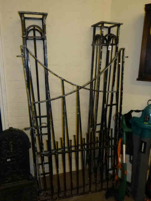 Pair of Wrought Iron Garden Gates and Pillar Mounts