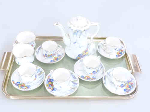 Fifteen Piece Carlton China Floral Decorated Coffee Set