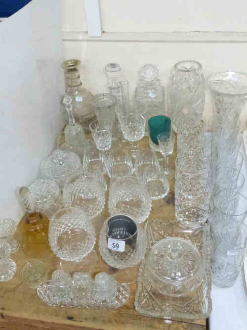 Quantity of Crystal Glass including Silver Mounted Decanter, Four Waterford Brandy Glasses etc