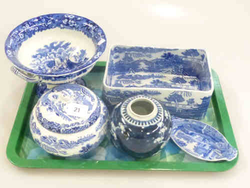 Maling Bowl and Cover, Crocus Bowl and Other Blue and White Ware