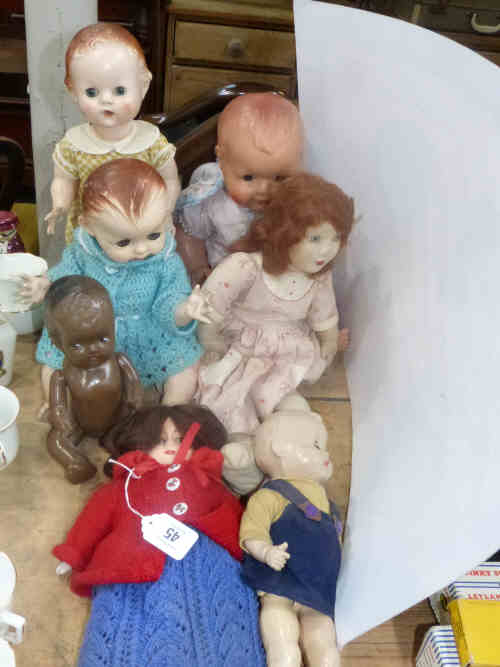 A Collection of Seven Vintage Dolls