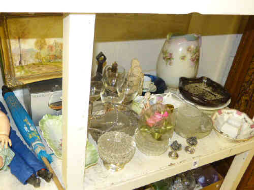 Three Pictures, Glassware, Toilet Jug, Figures etc