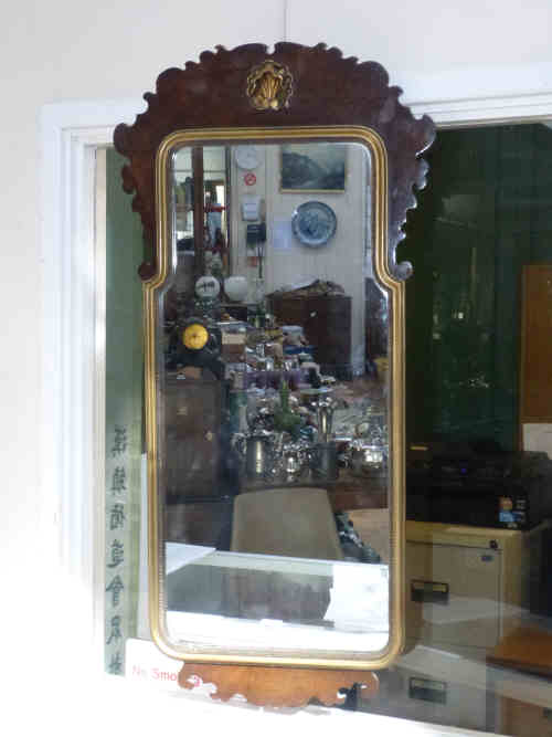 Georgian Style Walnut Mirror with raised shell decoration