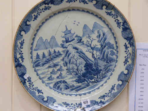 Chinese 18th Century Blue and White Charger, 45.5cm Diameter