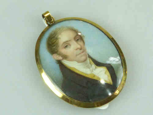 Portrait Miniature of a Gentleman with Locket of Hair Reverse