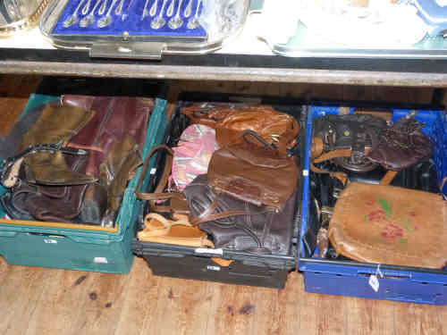 Three Boxes of Leather Bags and Boots