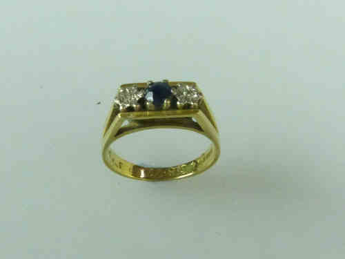 18ct Gold Sapphire and Diamond Ring, Size L