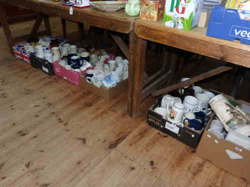 Six Boxes of Assorted Pottery Beer Mugs and Collectors Plates