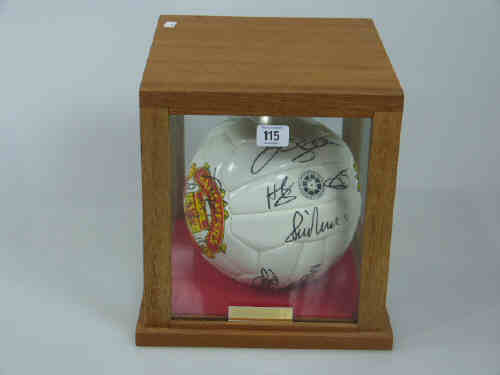 Cased Manchester United 1999 Signed Football