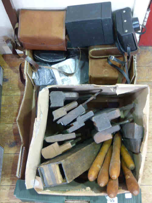 Two Boxes of Cameras, Moulding Planes and Chisels