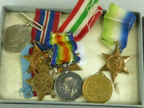 Trio of WWI Medals, Cpl A.E. Winkley, S4-035698, A.S.C; and Four WWII Medals to Include Atlantic and