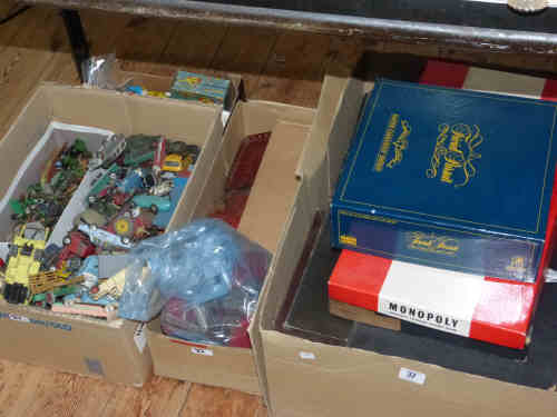 Four Boxes of Toy Vehicles, Meccano and Games etc