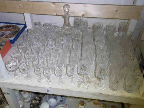 Collection of Sixty Assorted Drinking Glasses and Decanter