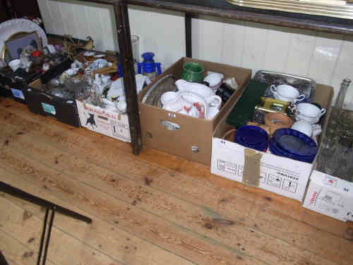 Seven Boxes of Wine Glasses, Ornaments and Miscellaneous Items