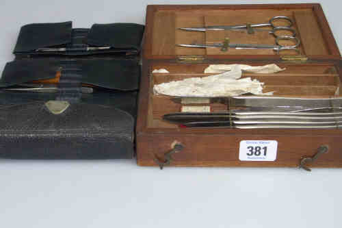 Box and Wallet of Old Fashioned Surgical Instruments (2)