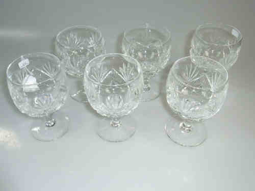 Six Cut Glass Goblets