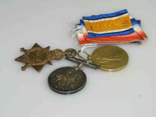 Three WWI Medals for 2377 Pte. and Sjt. J. Lawson, E. Lan. R.