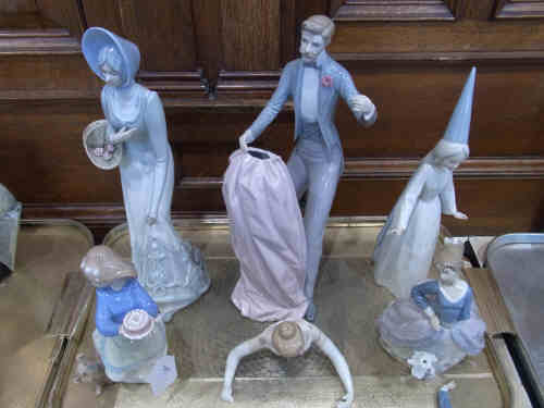 Three Lladro Figurines, Nao Figure and Another Figure (5)