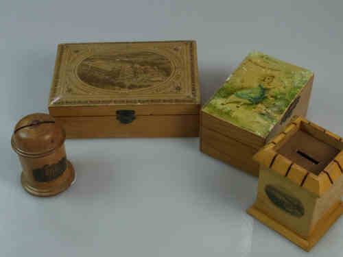 Four Mauchline Ware Boxes