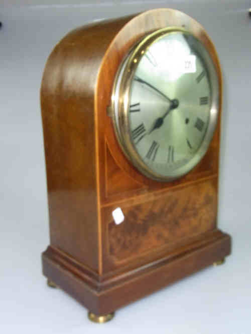 Inlaid Mahogany Edwardian Dome Top Mantel Clock