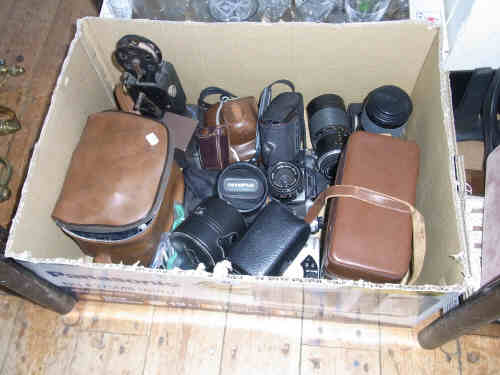 Box of Cameras and Lenses etc