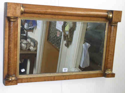 Victorian Bird's Eye Maple Overmantel Mirror, 45.5cm, x 75cm