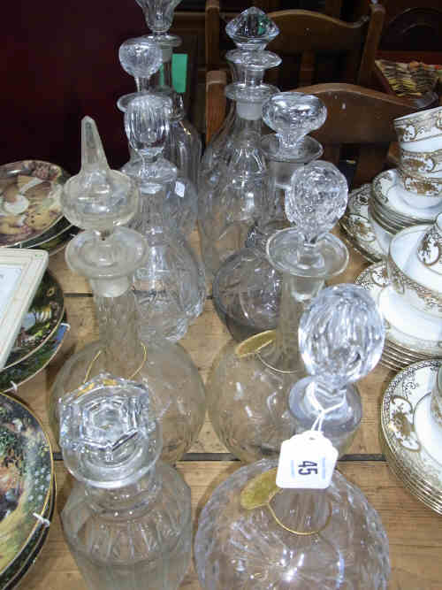 Ten Cut Glass Decanters