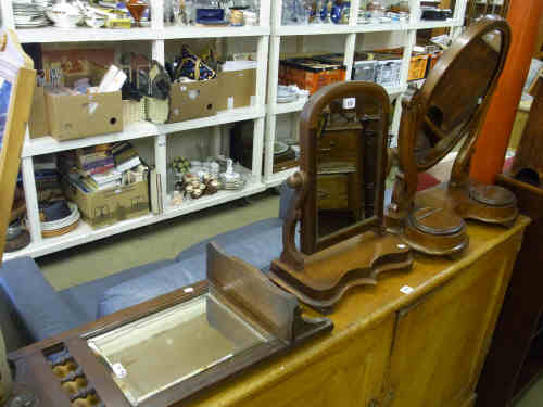 Two Victorian Mahogany Toilet Mirrors and Hall Mirror (3)