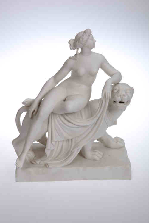 A Minton parian figure of Ariadne, modelled by John Bell after Dannecker, the goddess sat draped