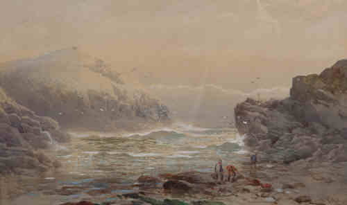 E. Pike (19th century),
Shrimping on the incoming tide,
signed and dated lower right 1876,