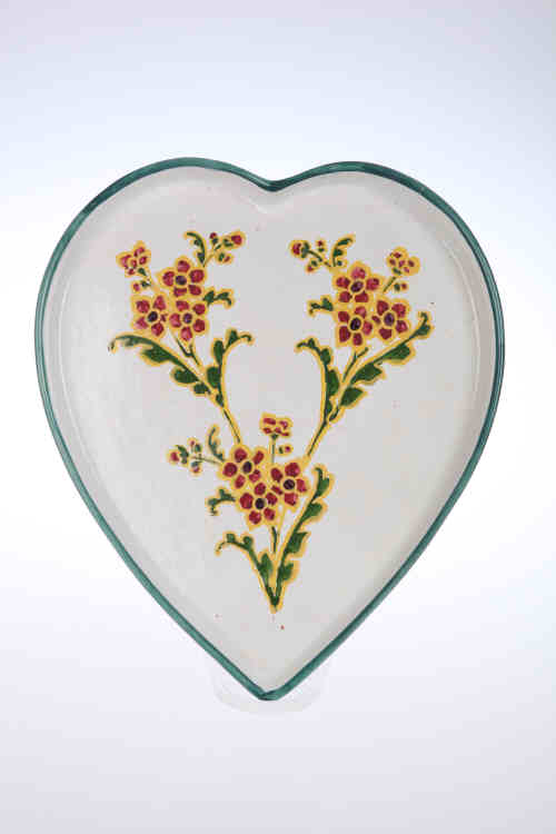 A Wemyss Ware heart tray, painted with a floral spray, impressed WEMYSS WARE/ R.H. & S. 30cm by