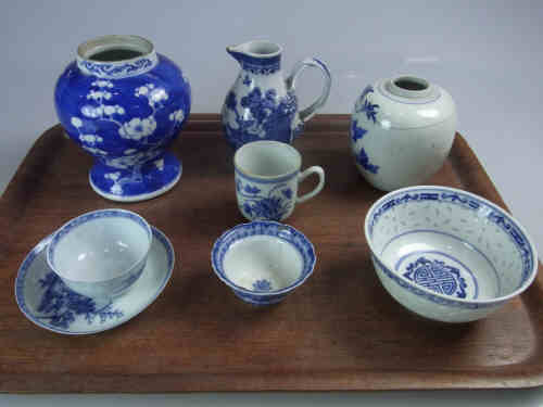 Quantity of Blue and White Oriental Ceramics including a Tea Bowl and Saucer from the Nanking Cargo