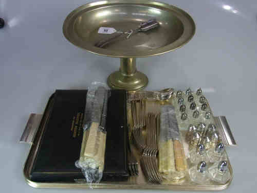 Silver Plated Cutlery, Comport and a Quantity of Condiments