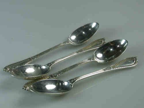 Set of Four Victorian Silver Teaspoons, George Adams, London 1874, 4.43 Troy oz.
