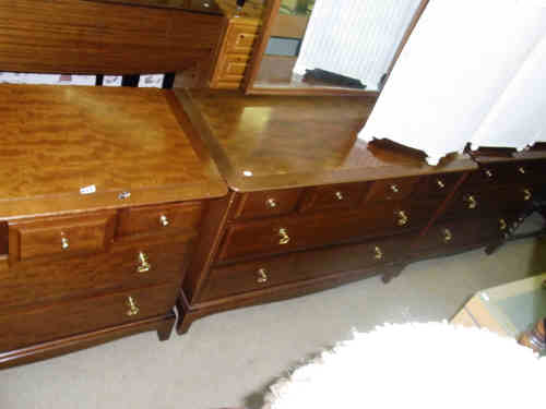 Stag Dressing Table and Two Five-drawer Chests (3)