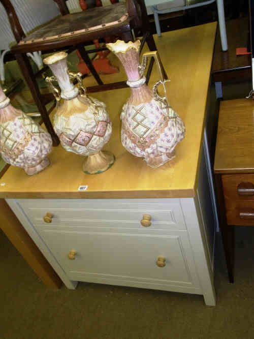 Pine and White Cupboard End Rectangular Kitchen Table