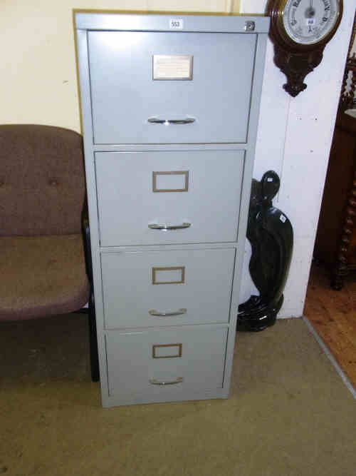 Four Drawer Grey Metal Filing Cabinet
