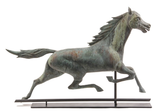 HORSE WEATHERVANE - Full Body Copper Running Horse Weathervane with zinc head, attributed to L.W.