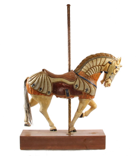 CAROUSEL HORSE - Replica of a Philadelphia Toboggan Company Horse in Armor, ca 1905, hand carved