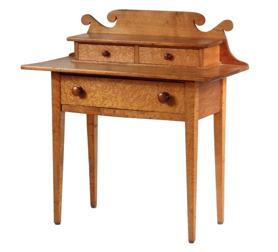 DRESSING TABLE - Federal Style Dressing Table in birdseye maple & mahogany, by Maine artisan Jay