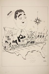 CARICATURE - George Wachsteter (1911-2004) Ink on Illustration Board Caricature Promo for `The Great