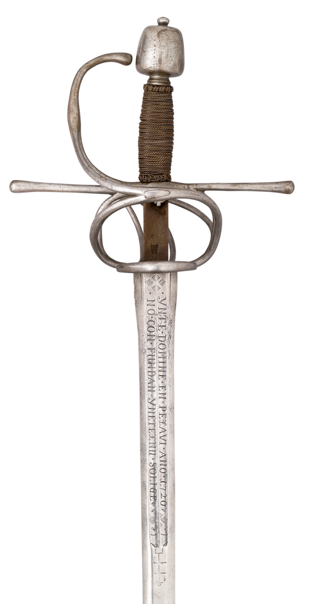 **A COMPOSITE RAPIER, 18TH AND 19TH CENTURIESwithfullered blade stamped with `YnteDomine en