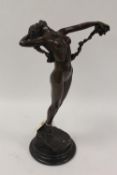 After Harriett Whitney Frishmuth - A bronze nude with head back, on marble plinth, height 40 cm.