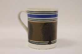 A nineteenth century mocha ware tankard, height 14.5 cm. CONDITION REPORT: Good condition, surface